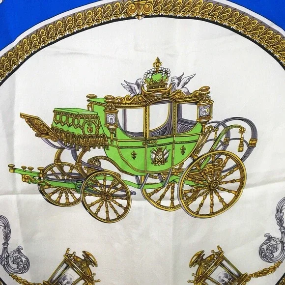 Vintage Echo royal coach silk scarf lion head carriage rare carriage motif - Picture 10 of 11